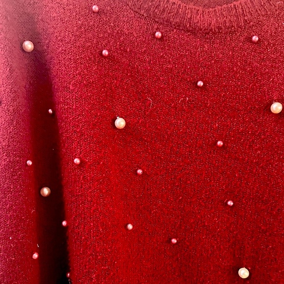 Burgundy Pearl Adorned Sweater - Picture 4 of 6